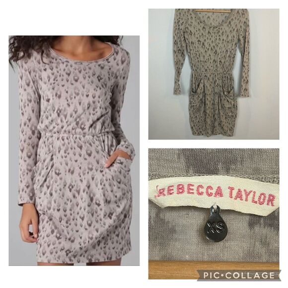 Rebecca Taylor Animal Print Scooped Neck Dress Size XS - Picture 1 of 12